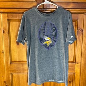 Vikings Men Gray NFL Team Apparel & Nike Short Sleeve Shirt